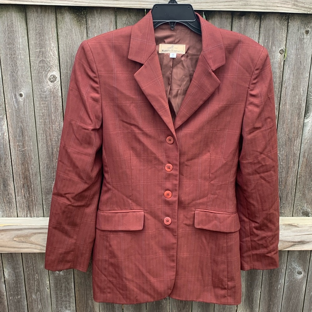 Mariano Rubinacci size 40 (6) vintage 4-button burgundy blazer!!